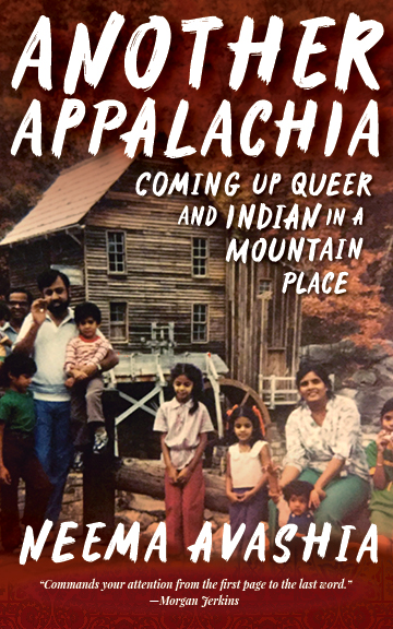 Another Appalachia cover: photo of an Indian-American family and the author as a young child in front of Glade Creek Grist Mill in Babcock State Park, West Virginia, in the late 1980s, in the fall